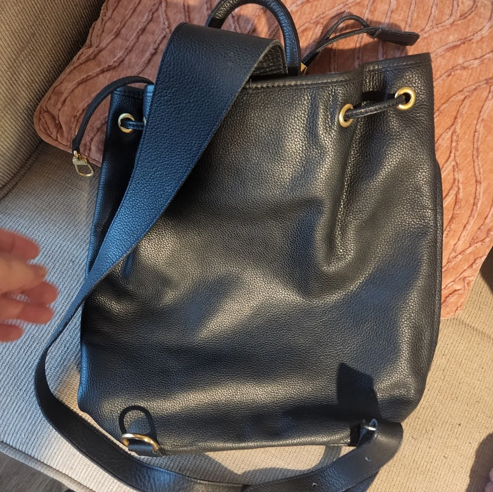Longchamp Blue Navy Backpack with Gold Accents